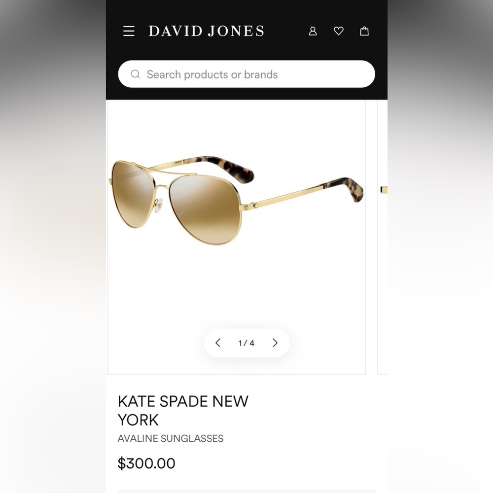 Kate Spade Gold Aviator Sunglasses with Tortoiseshell Arms